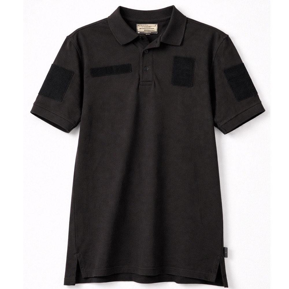 Hazard 4 Mens Tactical Polo Shirt Black Short Sleeve Patch Panels Pique‎ Knit